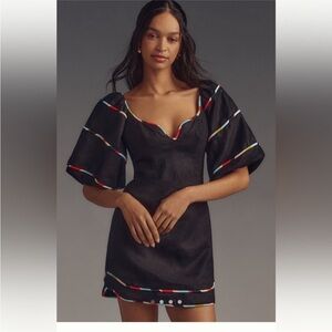 FARM Rio Black Mini Dress with Colorful Stripes